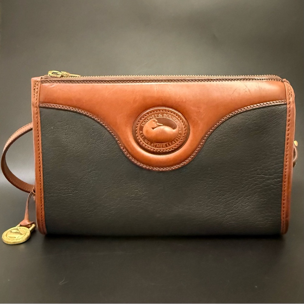 Vintage DOONEY & BOURKE All Weather Leather Collection Black/Brown Crossbody Bag